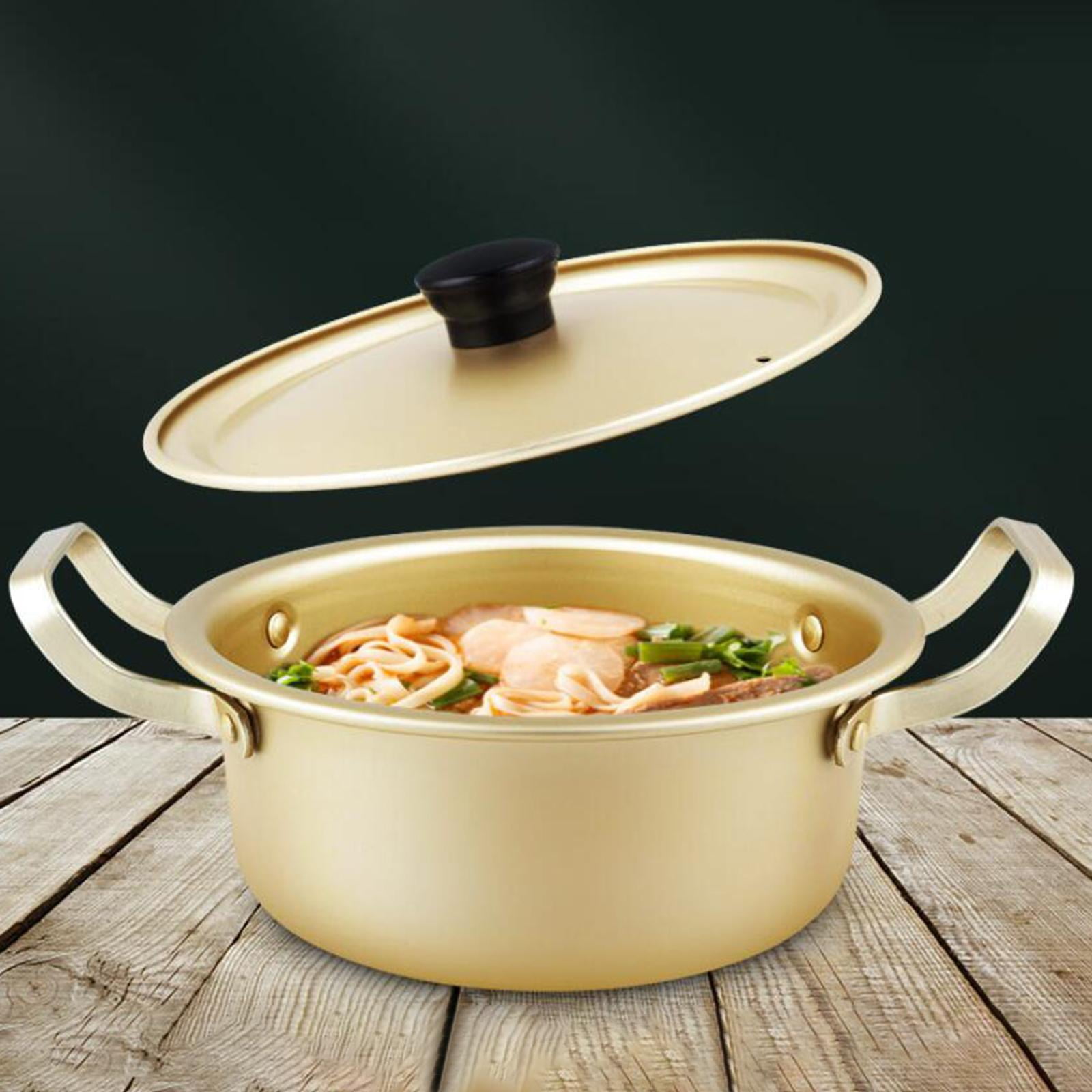 Marmite à Ramen Coréenne 16cm En Acier Inoxydable - Petite Marmite à Nouilles Dorée