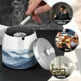 thumbnail image 4 of Yayeee Ashtray with Lid for Cigarette Smokeless Stainless Steel Home Ash Holder, Watercolor Mountains, 4 of 7