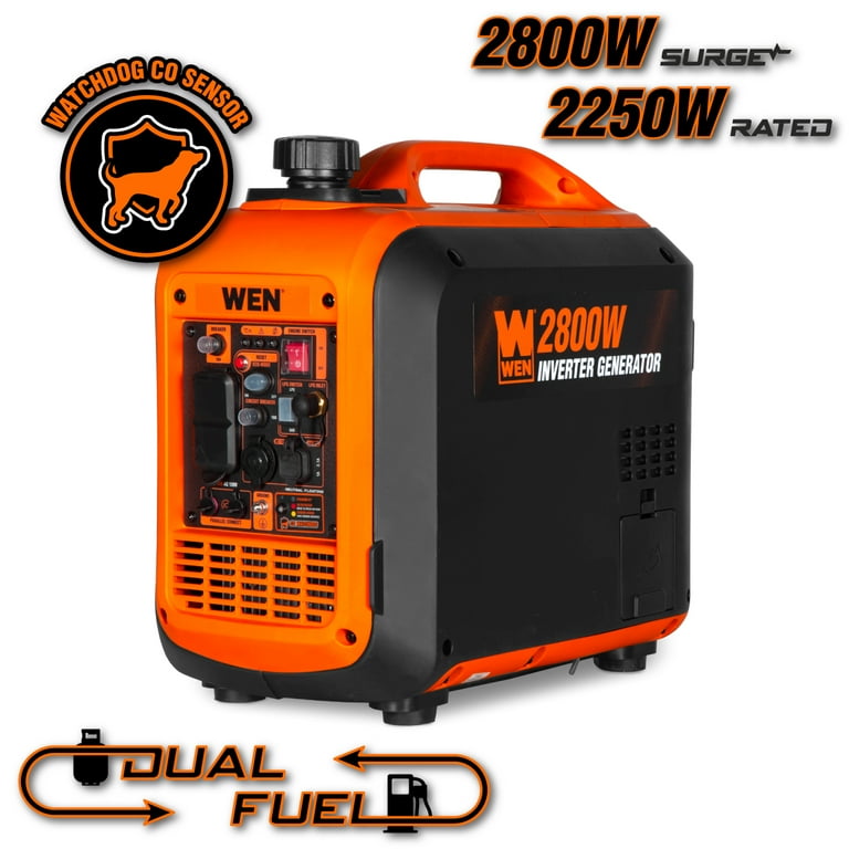 WEN 2800-Watt Dual Fuel Inverter Generator, Quiet, Portable, and