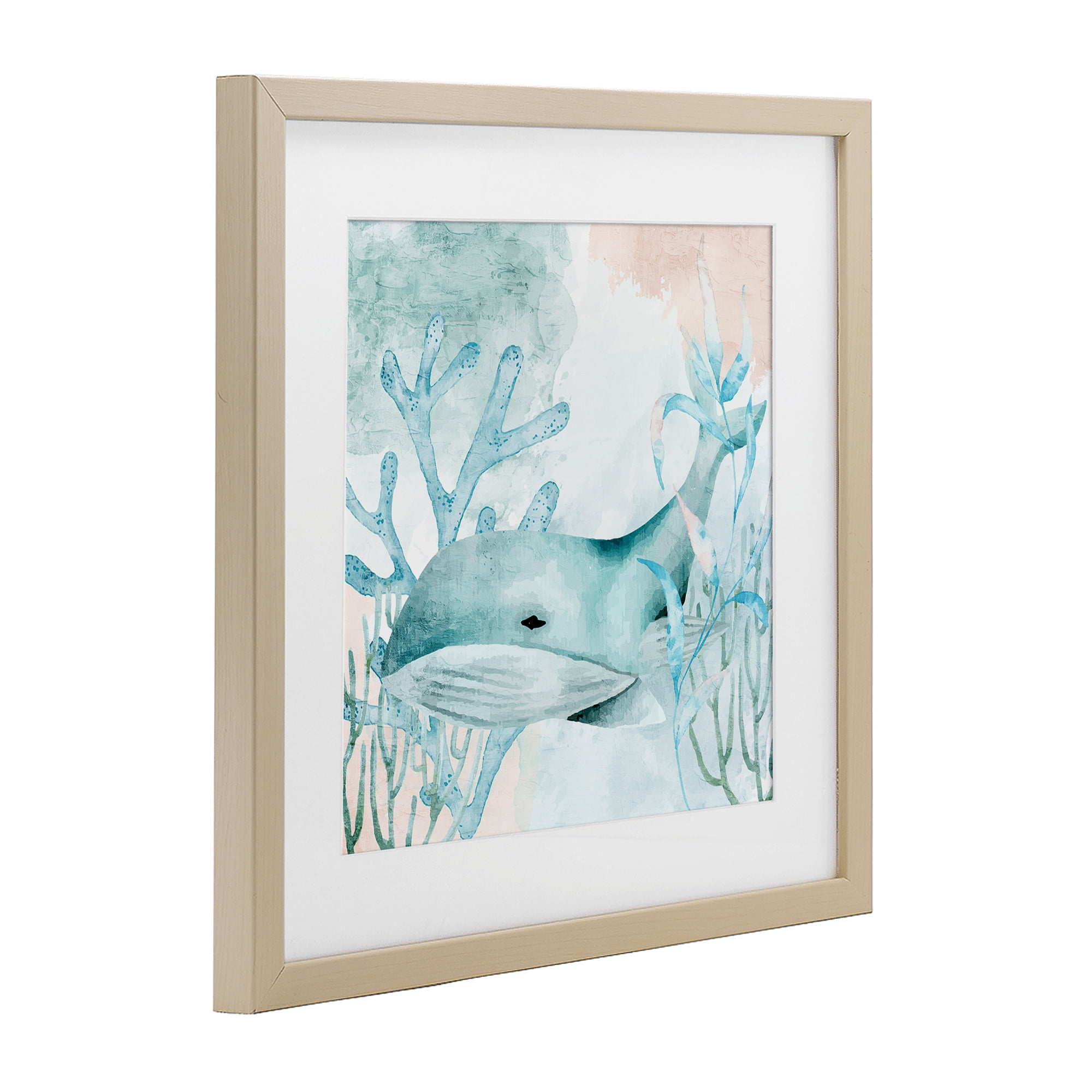 Stupell Industries Whale Sea Swim Birch Framed Print Under Glass, design by Kim Allen