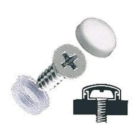 Small Snap - CRL White Flat Small Snap Cap Screw Covers - Package of 100 By C.R. Laurence