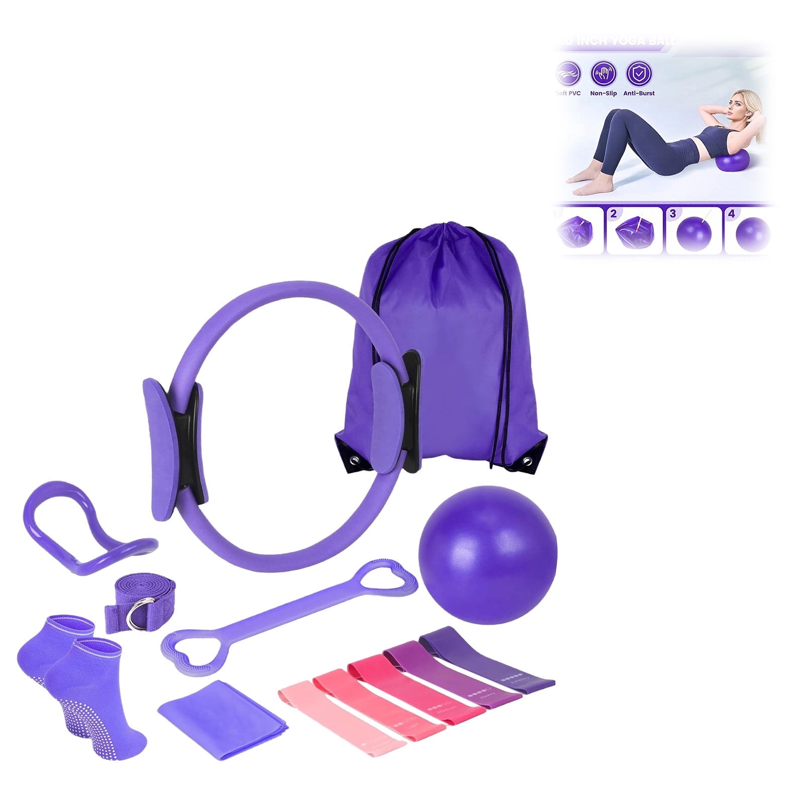 Whyan 20lb Figure 8 Resistance Band Arm Back Shoulder Exercise Elastic Rope Stretch Fitness Band Yoga Pilates Stretching Physical Therapy Home Gym Workout