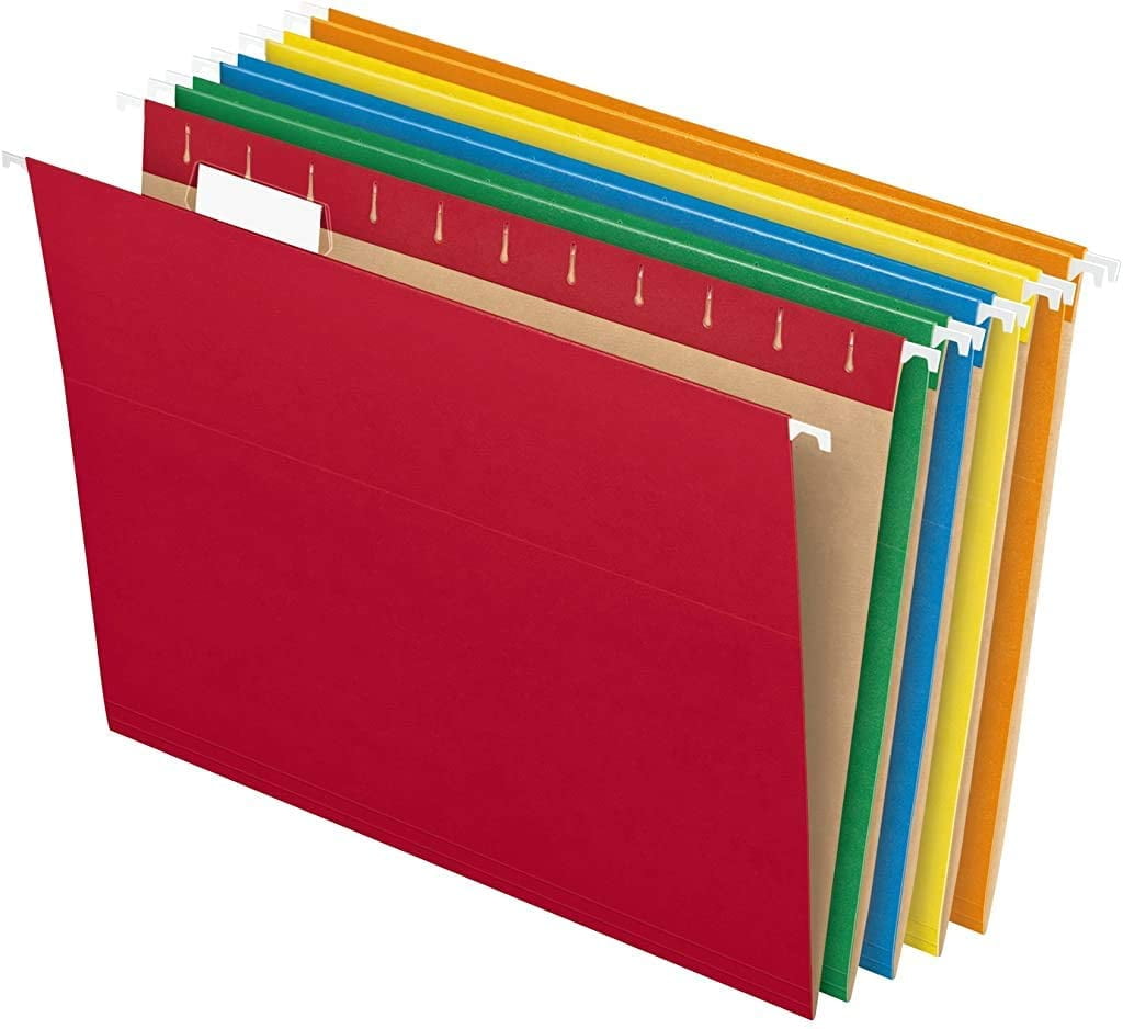 Interior File Folder Assorted Jewel-Tone Colors 100 per Box 1/3-Cut Tab Letter Size 
