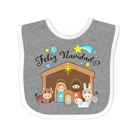 

Inktastic Feliz Navidad Cute Nativity Scene Gift Baby Boy or Baby Girl Bib