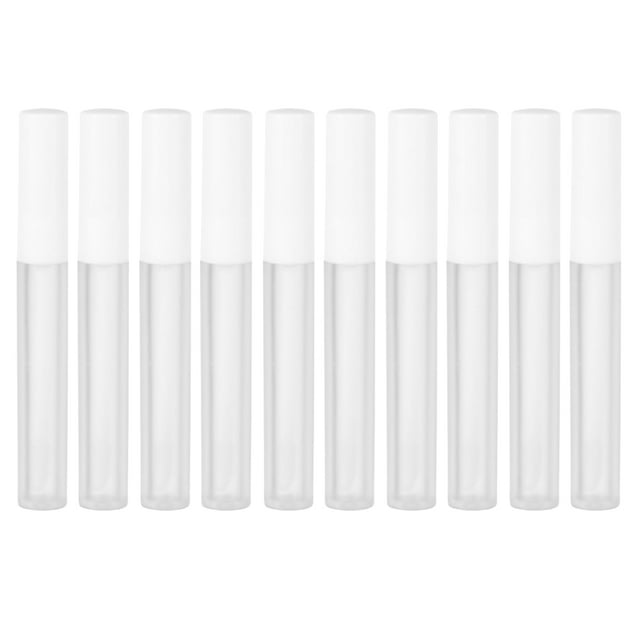 EeaseCA 10Pcs Lip Tubes Lip Color Container Labial Glair Tube Lip Bottle Subpackaging Holder (White Lid, Dull Polish)