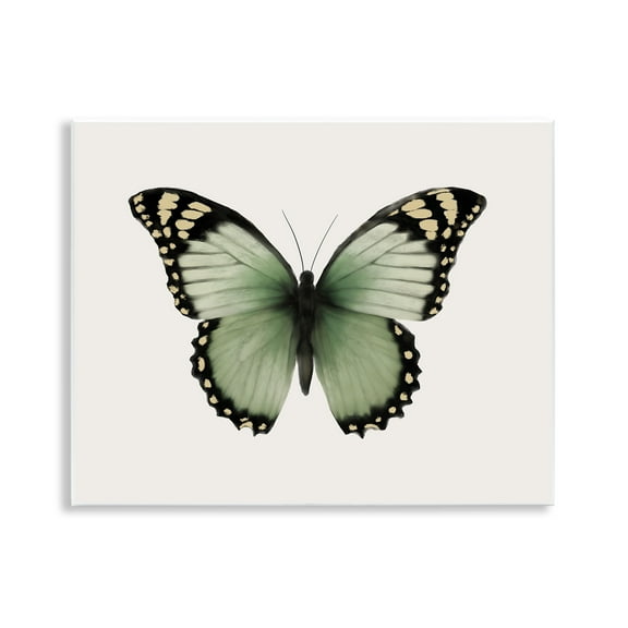 Stupell Industries Green Symmetrical Butterfly Animals Painting Unframed Art Print Wall Art, 14 x 11