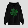 thumbnail image 2 of VBTAPA 2025 St. Patrick's Day Womens Graphic Hoodies Irish Shamrock Print Hooded Sweatshirt Loose Casual Kangaroo Pocket Pullover Hoodie Black XXL, 2 of 5