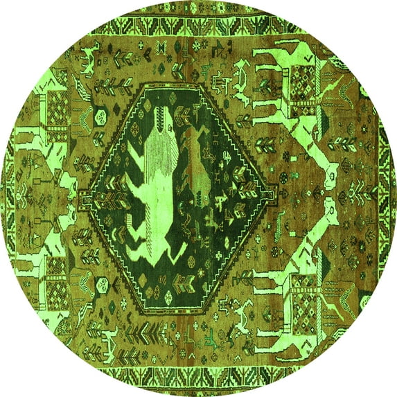Ahgly Company Indoor Round Persian Green Traditional Area Rugs, 5' Round