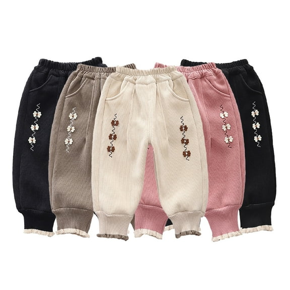 AJZIOJIRO Toddler Baby Girls Winter Fleece Leggings Sweatpants Infant Fleece Lined Full Length Pants Active Pull-On Fleece Joggers for 6M-4T