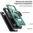 thumbnail image 4 of Compatible for TCL A3 Case / TCL A30 Case / TCL ION Z Case w/Tempered Glass Screen Protector [Military Grade] Ring Car Mount Kickstand Shockproof Hard Phone Case - Teal, 4 of 7