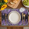 thumbnail image 4 of Purple Lavender Placemats Set of 6, Spring Watercolor Wildflowers Plant Black Placemats for Dining Table, Place Mats for Kitchen Tabletop, Waterproof Wipeable Dining Table Mats Set, 4 of 9