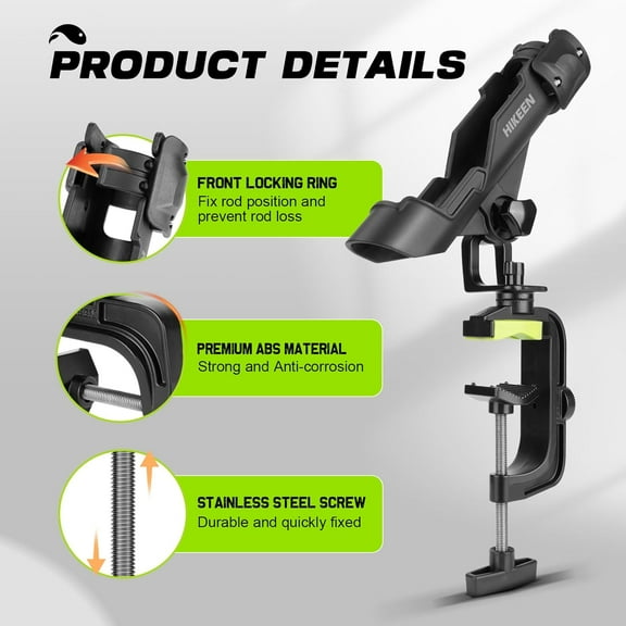 Fishing Rod Holders for Boat, Adjustable Fishing Pole Holder with Enlarge Clamp Fit Round/Square Tubes