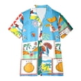 thumbnail image 4 of Alun Women's Summer Hawaiian Tops Tropical Plant Printing Short Sleeve Button down Shirts Casual Relaxed Fit Lightweight Breathable Beach Holiday Blouse Outfits 9—Sky Blue XL, 4 of 4
