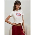 thumbnail image 4 of Printed Regular Fit Crew Neck 100% Cotton Crop T-shirt, 4 of 7