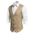 thumbnail image 2 of COOFANDY Men's Suede Leather Vest Casual Western Vest Jacket Slim Fit Suit Vest Waistcoat, 2 of 6