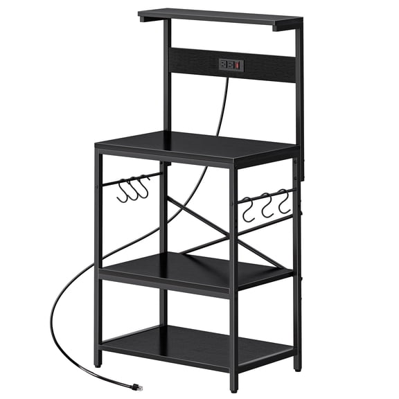 Amadwell 4-Tier Kitchen Storage Shelf Organizer Bakers Rack with Power Outlets, Coffee Bar & Microwave Stand