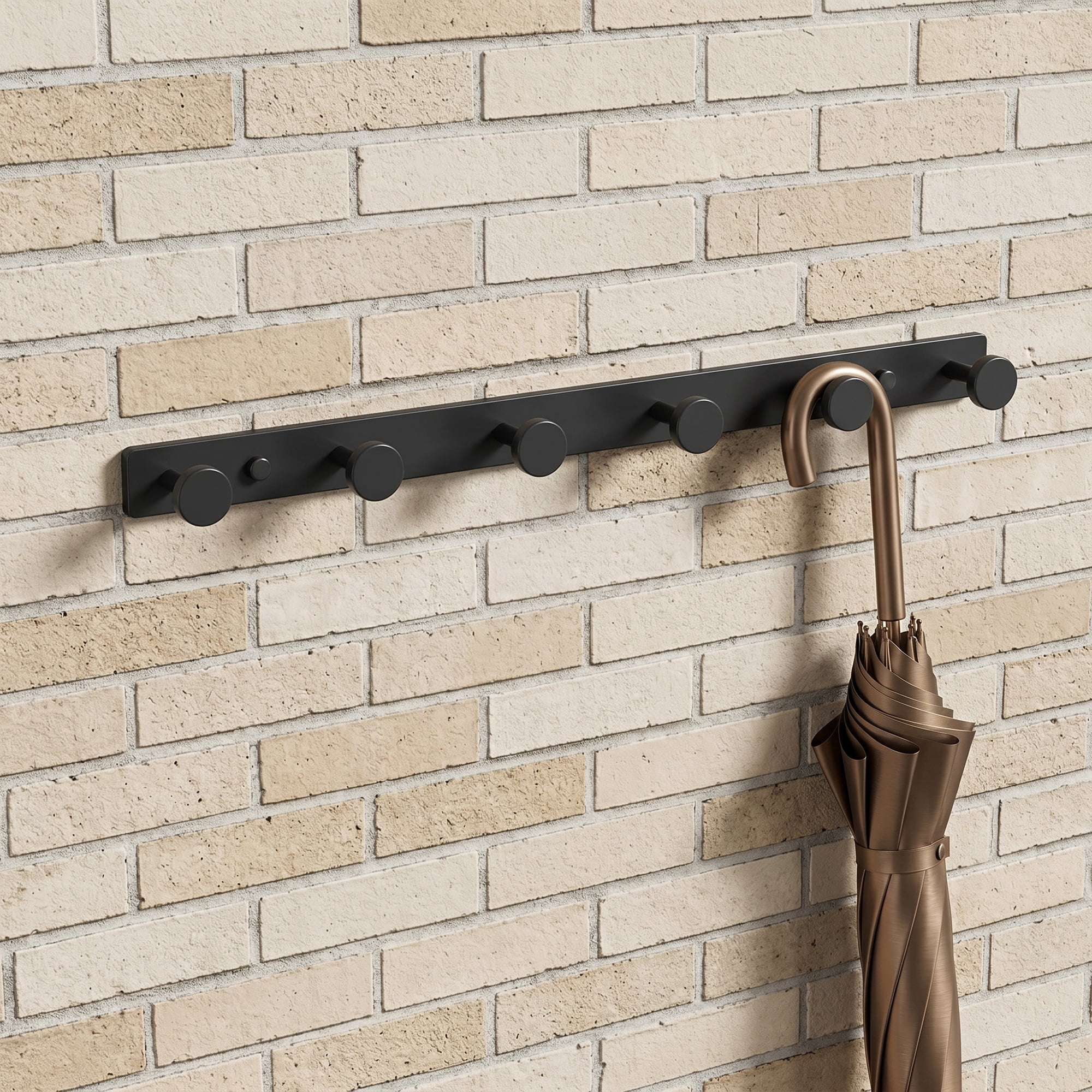 Unique Bargains Coat Rack Wall Mount Aluminum Hook Hat Rack for Entryway Black 16.1" x 1.2"