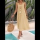 thumbnail image 4 of Vestidos para Mujer Verano Sin Mangas Cuello en V Algodón Playa Casual Vestido Caqui M, 4 of 7