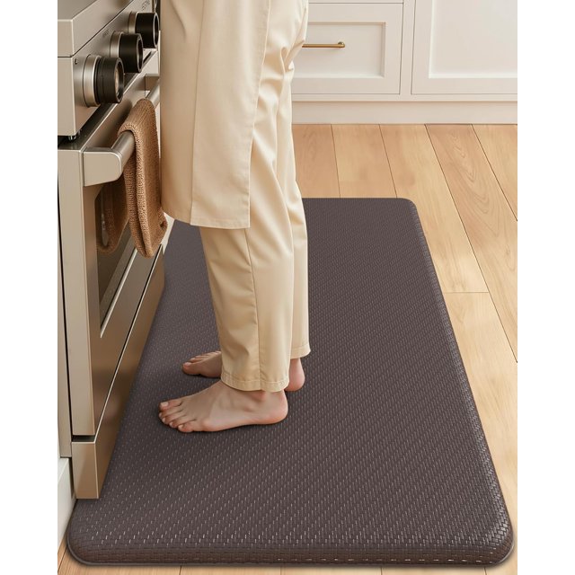 Anti Fatigue Mat Kitchen,3/4" Thick Waterproof Non Slip Kitchen Rug, Cushioned Standing Desk Mat for Office& Home,20"x39", Brown