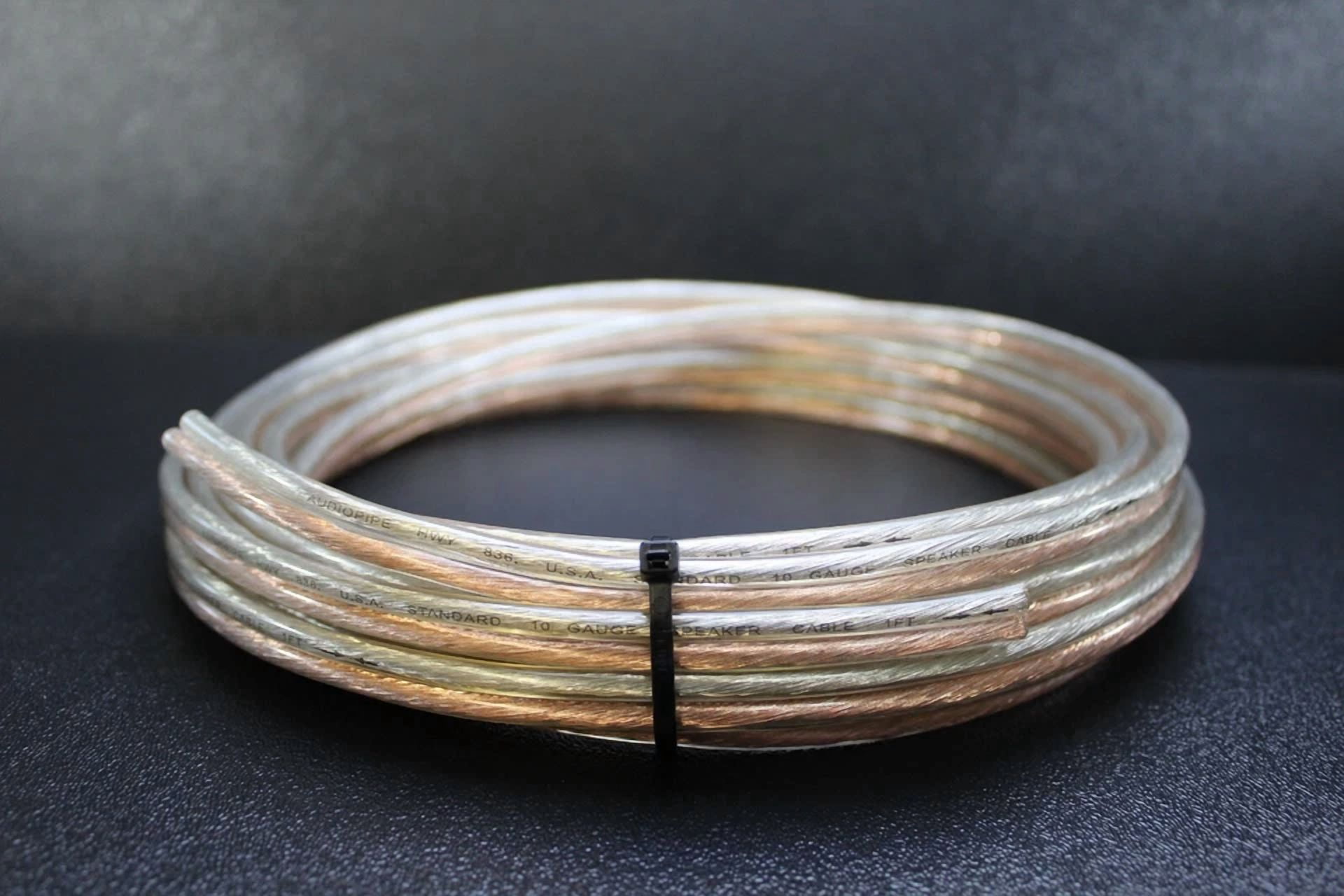 10 Gauge Clear Speaker Wire Per 10 Ft Awg Cable Power Ground Stranded Home Car