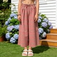 thumbnail image 5 of Zanarzt Girls Pants Toddler Kids Summer Cotton Linen Pants Boys Girls Casual Plaid Long Pant Beach Pants 18-24 Months,Red, 5 of 8