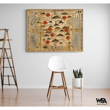 Ancient Map of Korea, Korean Atlas Poster Print, Asian History Map Poster, Rustic Old Home Office Extra Large Wall Art Print
