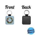 thumbnail image 4 of Floral Wreath Flowers Spring Wedding Faux Leather Square Keychain, 4 of 7