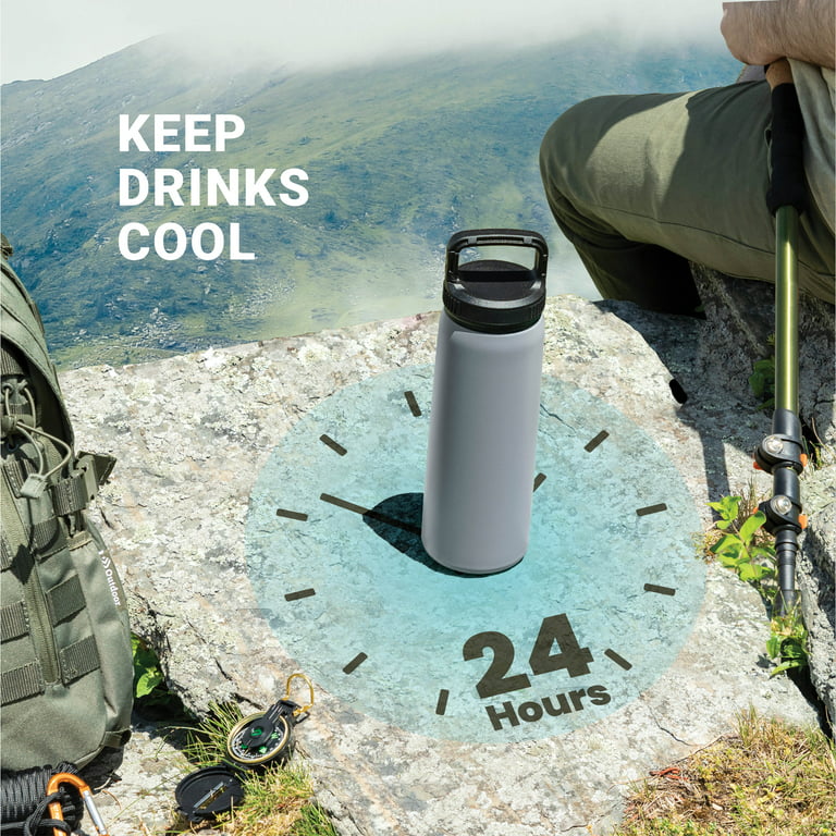 Rivers Edge Products Insulated Metal Water Bottle, Stainless Steel Thermal  Vacuum Flask, Unique Bullet Tumbler for Hiking, Traveling, or Workout, 34