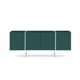 thumbnail image 4 of Whiteline Modern Living Struttura Buffet Small, high gloss Dark Green, Adjustable Glass Shelves, Polished Stainless Steel Legs., 4 of 4