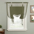 thumbnail image 3 of Olive Green Abstract Art Tie Up Curtains, Geometric Greek Key Country Farm Adjustable Rod Pocket Balloon Curtains Light Blocking Window Treatment for Kitchen Living Room Bedroom, 52 × 45 In, 3 of 9