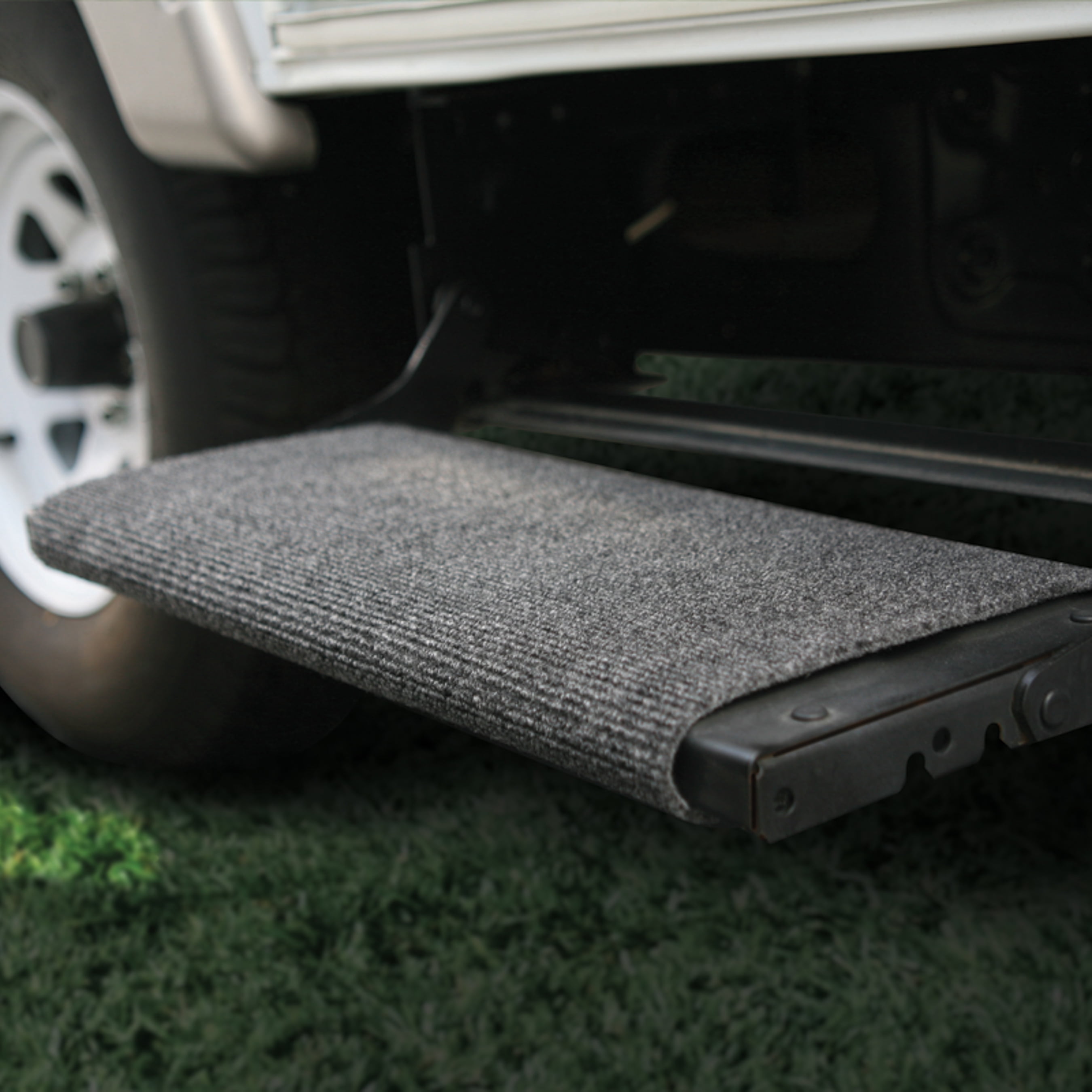 Camco XL Wrap Around RV Step Rug - 23-inch Wide Steps - Gray (42935)