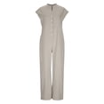 thumbnail image 6 of Purcolt Cotton Linen Jumpsuits for Women Summer Casual Turn Down Collar Loose Rompers Boho Vintage Wide Leg Baggy Overalls S-5XL, 6 of 9