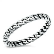 All in Stock Sterling Silver Linked Chain Band Ring Size 6