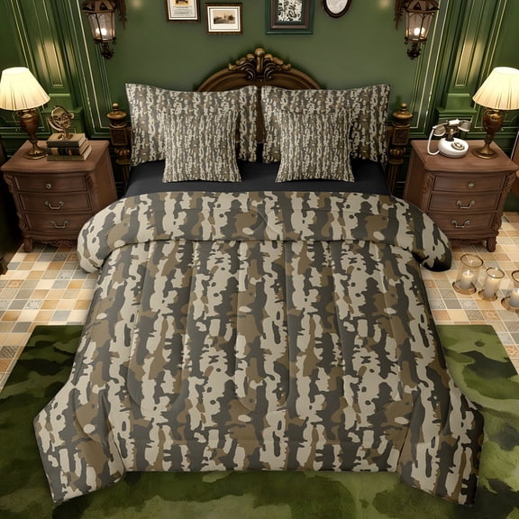 Castle Fairy Vintage Camouflage Twin Bedding Sets,Geometric Camo Bedding Comforter Set