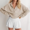 thumbnail image 2 of Gupgi Women's Hooded Sweatshirt Long Sleeve V Neck Crop Hoodies Spring Autumn Solid Color Tops, 2 of 8
