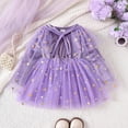 thumbnail image 2 of WUANDIXFA Toddler Halloween Dress Girls Velvet Romper Dress Outfit Star Glitters Dress Cute Party Gown,Light Purple,5-6 Years, 2 of 7
