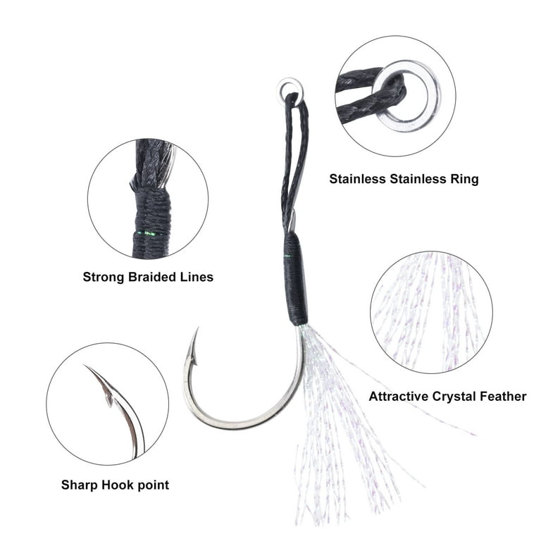 Goture Double Fishing Assist Hooks Kit Jig Assist Glow Hook Slow