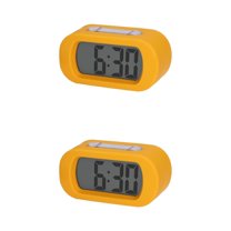 Unique Bargains 2 Pcs Oval Digital Alarm Clock Adjustable Alarm Snooze Yellow