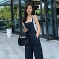 thumbnail image 3 of tasrioml Women's Denim Jumpsuits Sleeveless Square Neck Wide Leg Pant Rompers Summer Casual Overalls with Pockets, 3 of 7