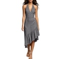thumbnail image 2 of QUNYINEY Midi Casual Dresses for Women Halter Sleeveless A Line Sundress Ruffle Solid Loose Fit V Neck Summer Dresses, 2 of 6