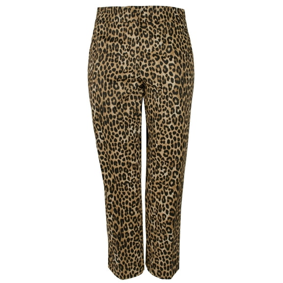 Michael Kors Women's Cheetah Print Stretch Twill Slim Leg Pants 14