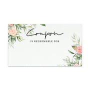 Koyal Wholesale Ivory Pink Florals Blank Coupon Is Redeemable For Voucher Cards, Loyalty Certificate Coupons, 100-Pack