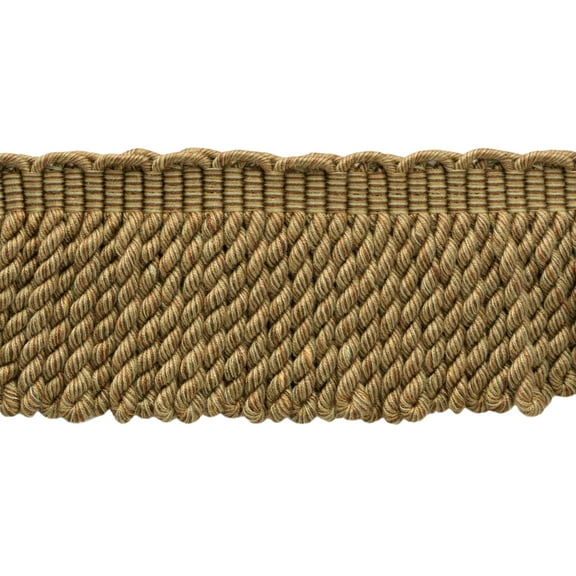 3" (7.5cm) Empress Collection Fancy Vintage Bullion Fringe Trim with Woven Header # BFEMP3,, Coastal Brown #W165 (Chocolate Brown, Gold Beige, Light Blue) Sold By The Yard (36"/3 ft/0.9m)