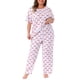 thumbnail image 2 of Conjunto de pijama de 2 piezas para mujeres de tallas grandes Agnes Orinda, estampado de cerezas, parte superior de cuello redondo y pantalones largos con cintura elástica., 2 of 6