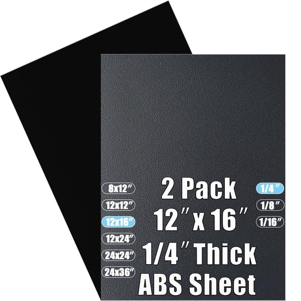 Lámina de plástico ABS Pinziren de 0,6 cm de grosor, 30 x 40 cm (paquete de 2), color negro