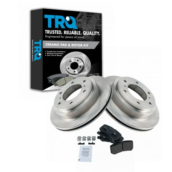 TRQ Rear Brake Pad & Rotor Kit Brake Pads Brake Rotor Ceramic Fits Select 2000-2006 Mitsubishi Montero