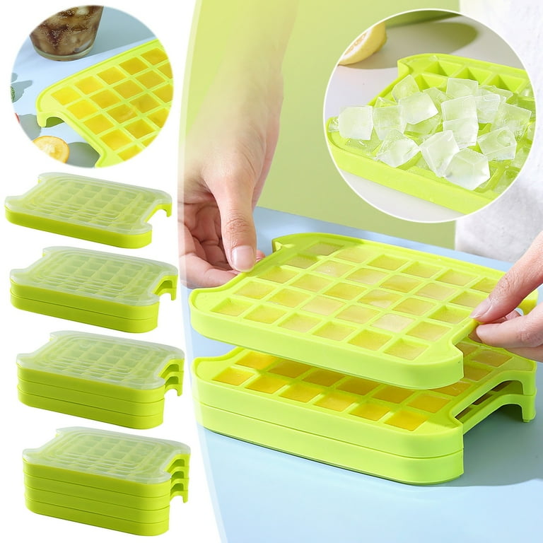 XMMSWDLA Circle Ice Cube Tray New Ice-Cream Maker, Ice-Cream Molding Ice  Box Small Household Refrigerator Easy-Release Ice-Cream Molding with Cover  Ice Lattice Ice Cube Tray with Lid Blue 