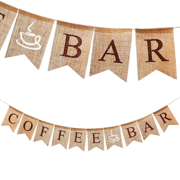 Raindrops Coffee Bar Letter Printed Swallowtail Banner Gathering Party Garland Rustic Linen Decoration Photo Prop