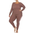 thumbnail image 2 of White Mark Women's Plus Size Waffle Pajama Set, 2 of 6