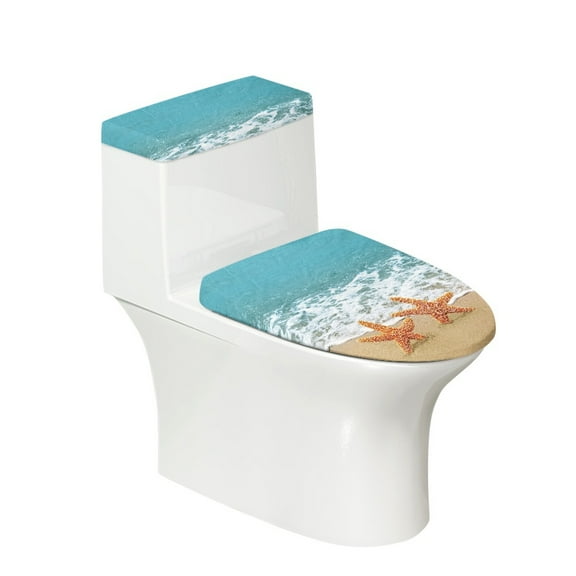 Yuyamidu Starfish Toilet Lid Cover Blue Toilet Tank Cover Soft & Washable Toilet Lid Dust Cover Set Keep Bathroom Toilet Clean 2 Pieces Beach Toilet Protector Home Decor